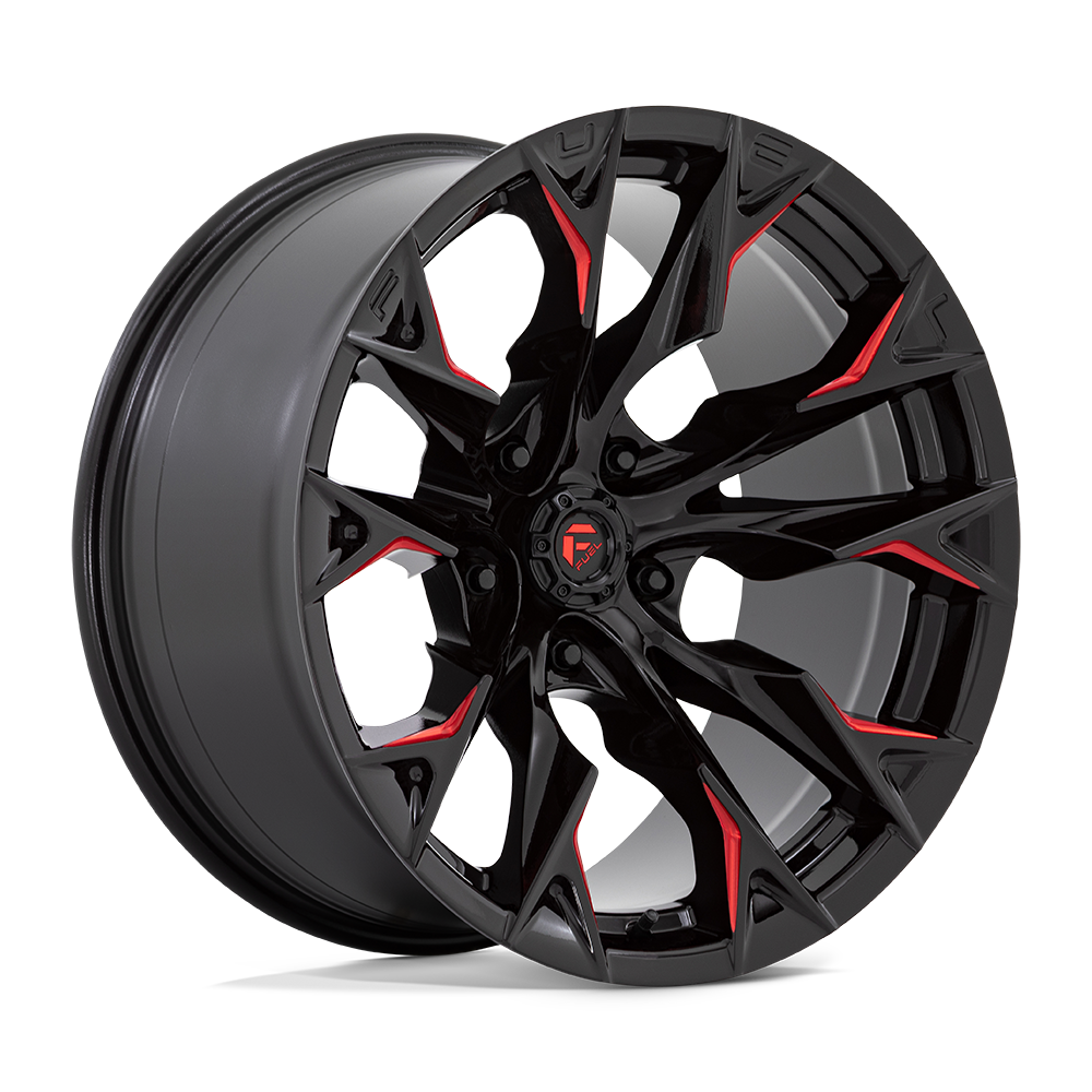 Set 4 Fuel  D823 Flame 20x9 5x5.5 Gloss Black Milled Candy Red Wheels 20" 1mm