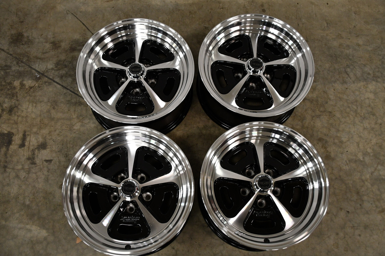 Set 4 American Racing Vintage VN501 500 Mono Cast 17x7 5x4.5 0mm Black Wheels