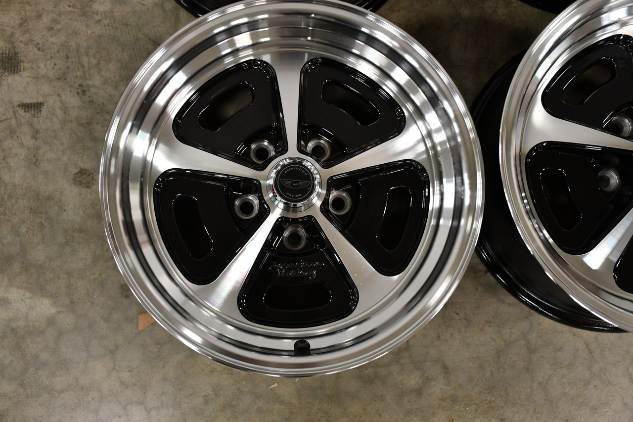 Set 4 American Racing Vintage VN501 500 Mono Cast 17x7 5x4.5 0mm Black Wheels