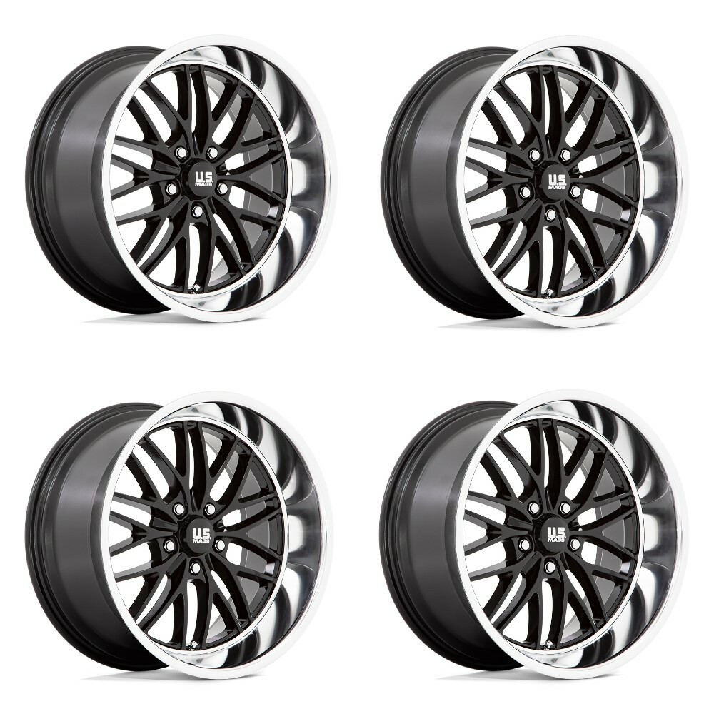 Set 4 US Mag U138 Santa Cruz 20x10 5x4.75 Black Diamond Wheels 20" 6mm Rims