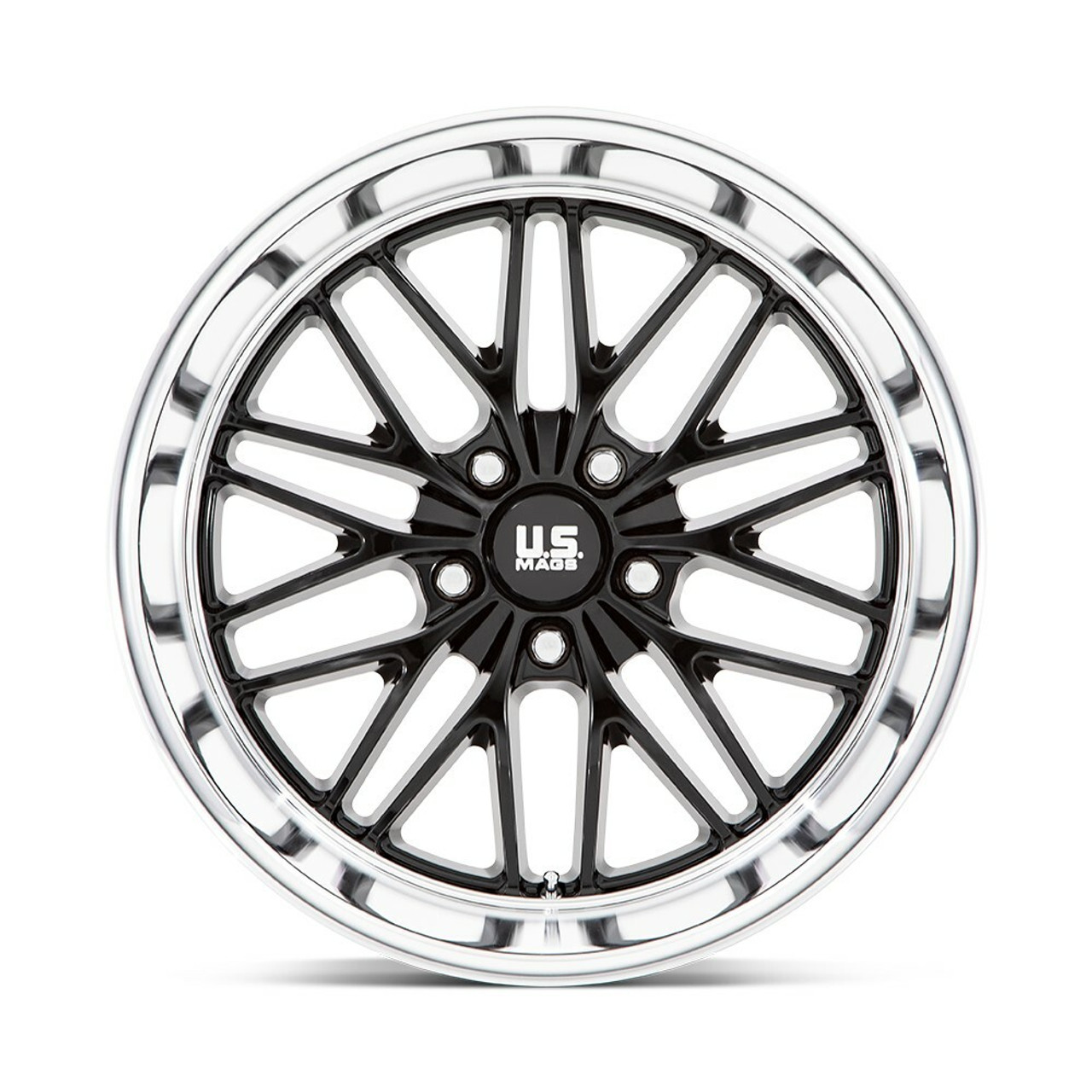 20" US Mag  U138 Santa Cruz 20x8.5 5x4.75 Gloss Black Diamond Cut Lip Wheel 6mm