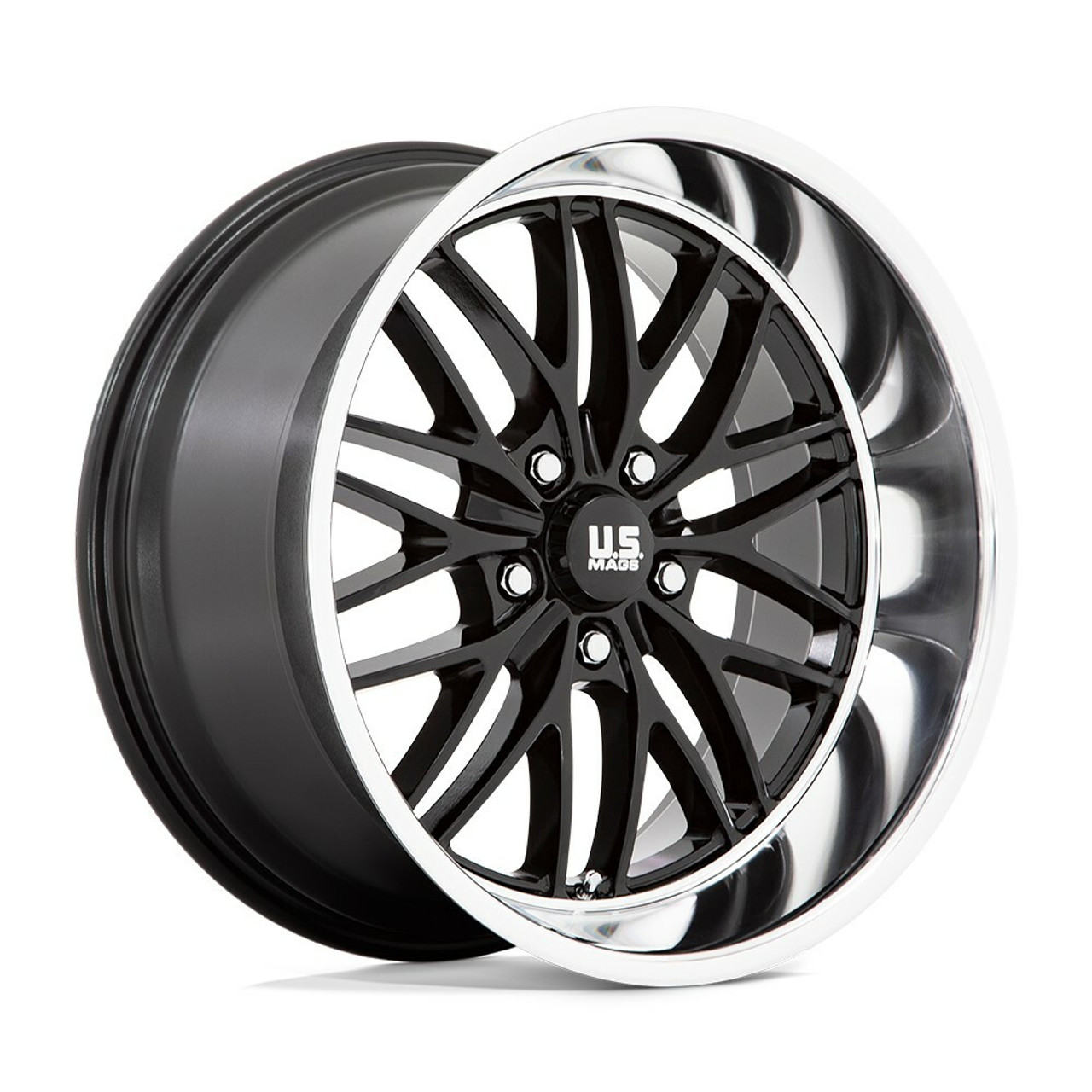 20" US Mag  U138 Santa Cruz 20x8.5 5x4.75 Gloss Black Diamond Cut Lip Wheel 6mm