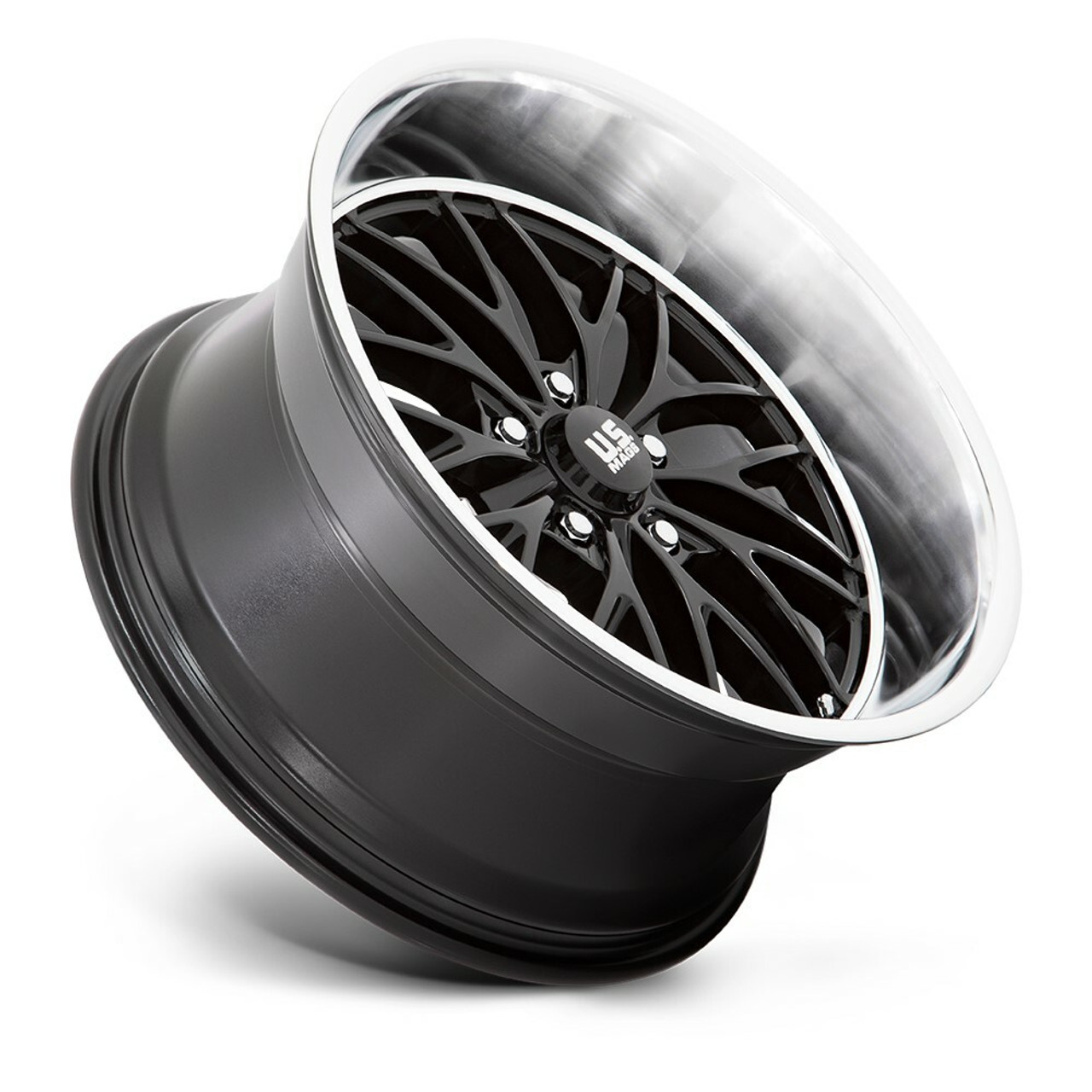 20" US Mag  U138 Santa Cruz 20x8.5 5x4.75 Gloss Black Diamond Cut Lip Wheel 6mm