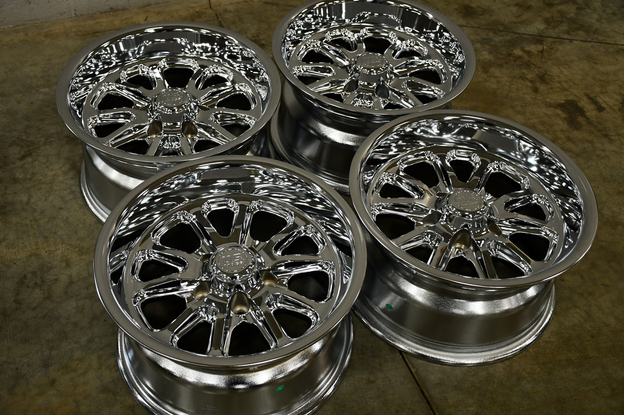 Set 4 US Mag U110 Rambler 15x8 5x4.75 Chrome Plated Wheels 15" 1mm Rims