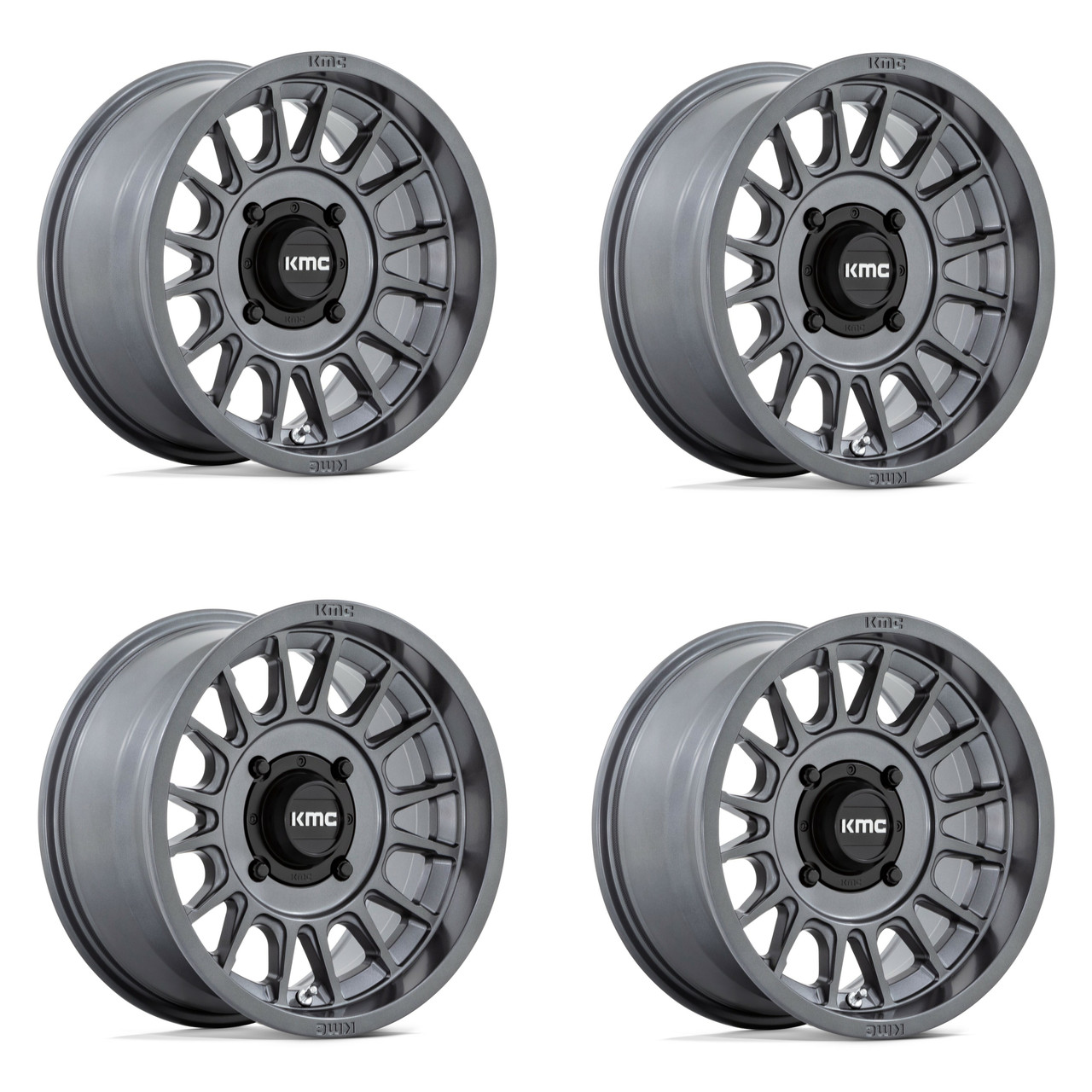 Set 4 KMC Powersports KS138 Impact Utv 15x7 4x137 Anthracite Wheels 15" 10mm