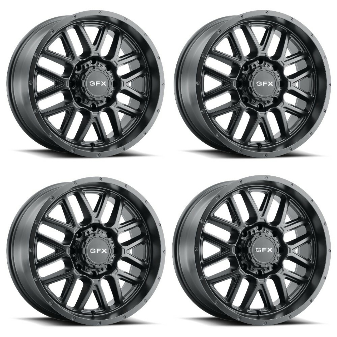 Set 4 18" Voxx G-FX TM-5 Matte Black Wheels 18x9 8x6.5 12mm Rims