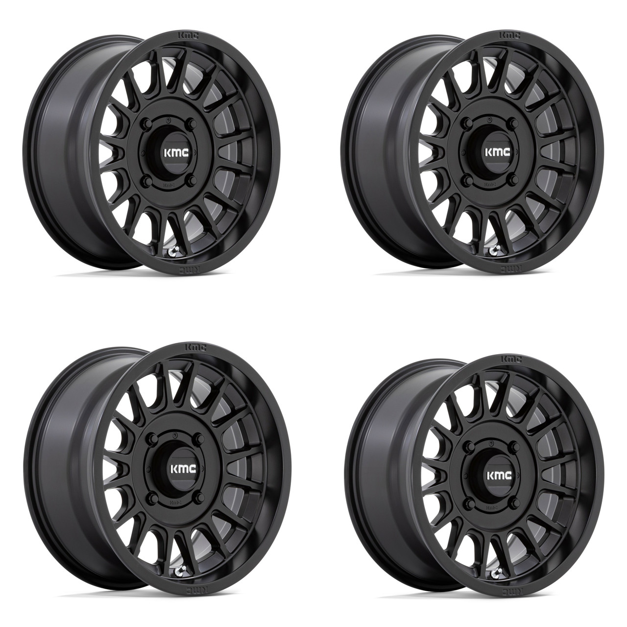 Set 4 KMC Powersports KS138 Impact Utv 15x7 4x156 Satin Black Wheels 15" 10mm