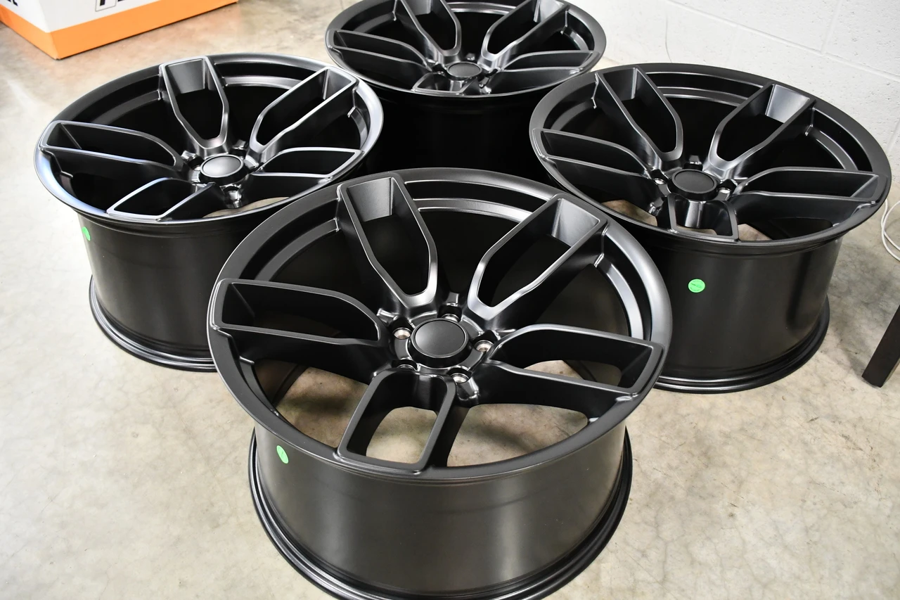 Set 4 20" Voxx Replica Hellcat Widebody Red Eye Matte Black 20x9 5x115 20mm Rims