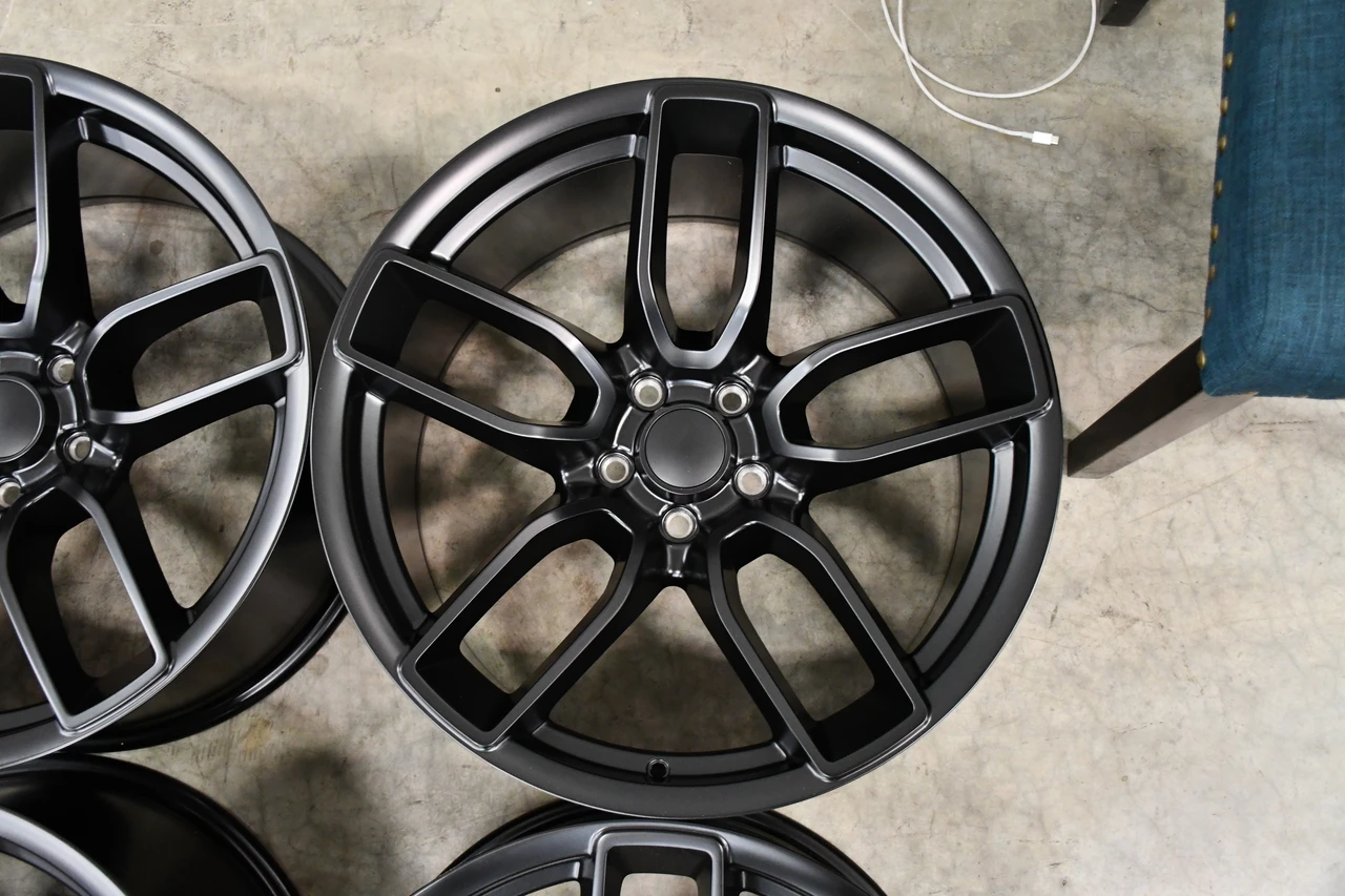 Set 4 20" Voxx Replica Hellcat Widebody Red Eye Matte Black 20x9 5x115 20mm Rims