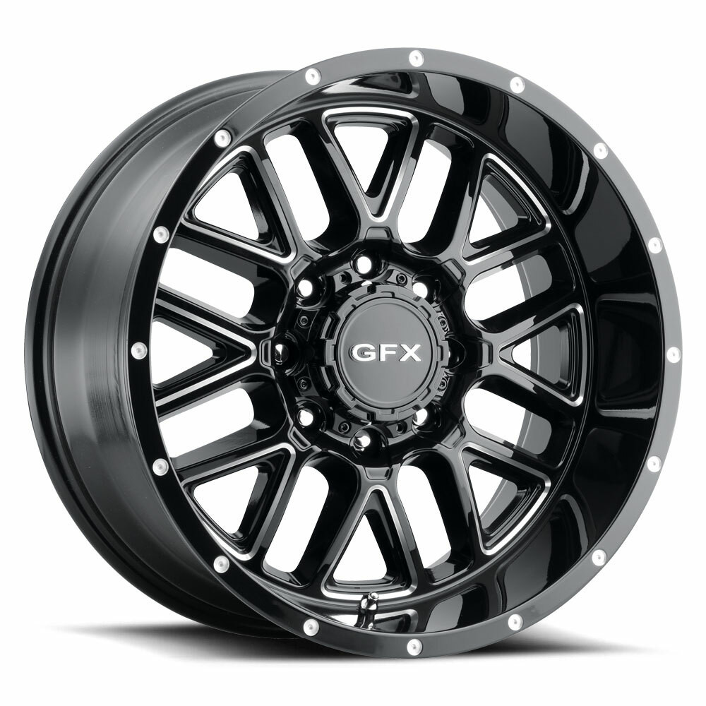 Set 4 17" Voxx G-FX TM-5 Gloss Black Milled Wheels 17x8.5 6x5.5 0mm Truck Rims