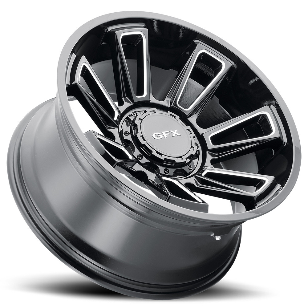 Set 4 20" Voxx G-FX TR21 Gloss Black Milled Wheels 20x9 8x170 18mm Rims