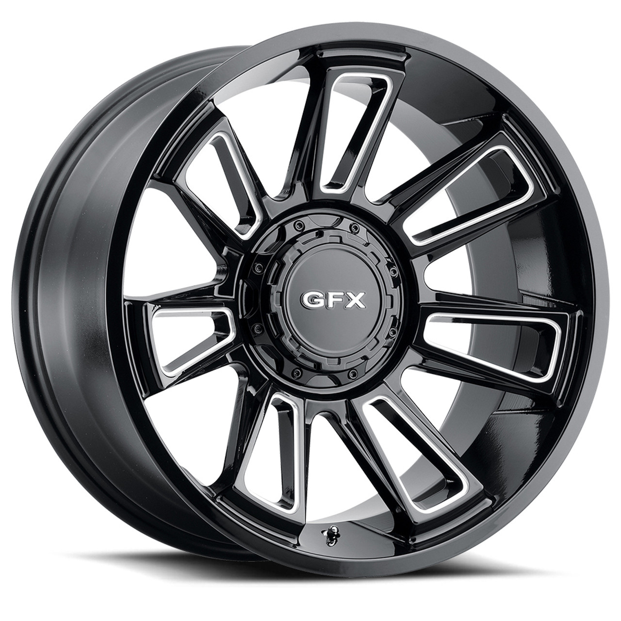 20" Voxx G-FX TR21 Gloss Black Milled Wheel 20x10 6x135 6x5.5 -19mm Lifted Rim