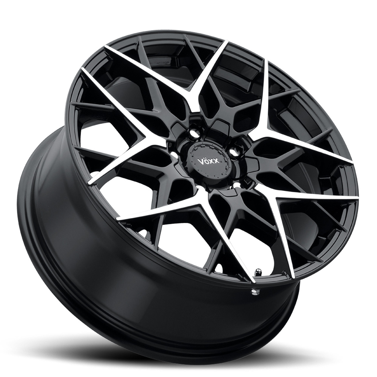 Set 4 18" Voxx Paso Gloss Black w/ Machined Face Wheels 18x8 5x112 5x120 45mm