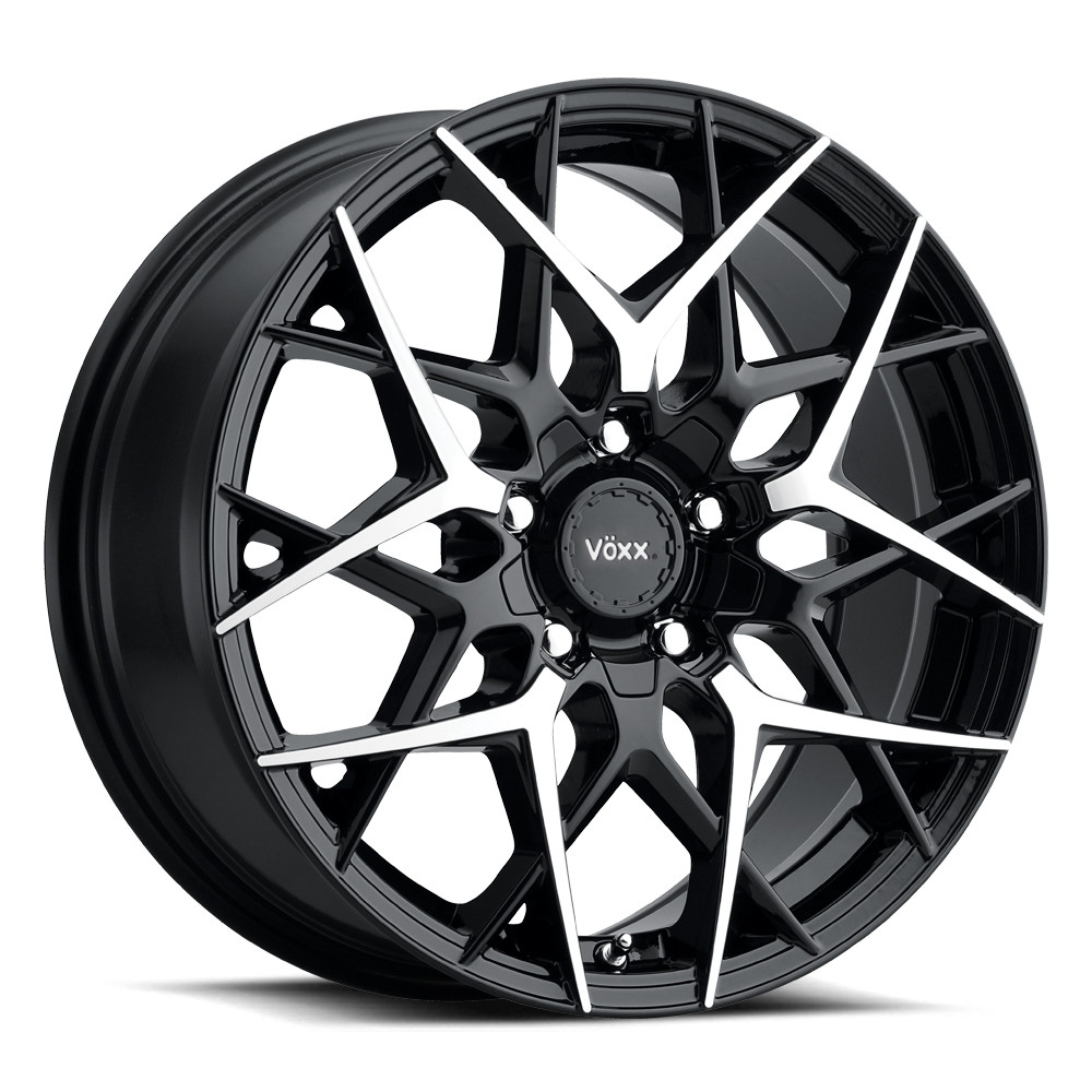 Set 4 18" Voxx Paso Gloss Black w/ Machined Face Wheels 18x8 5x110 5x115 45mm