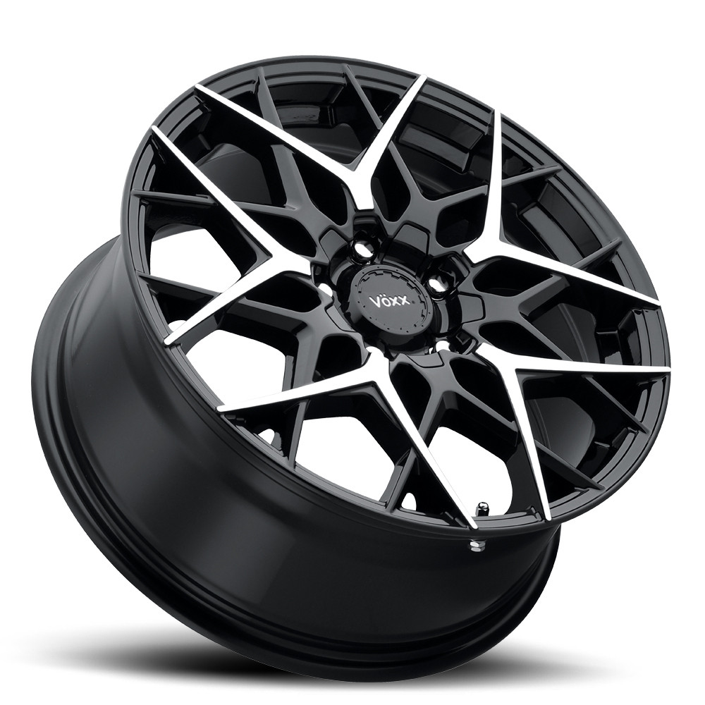 Set 4 18" Voxx Paso Gloss Black w/ Machined Face Wheels 18x8 5x110 5x115 45mm