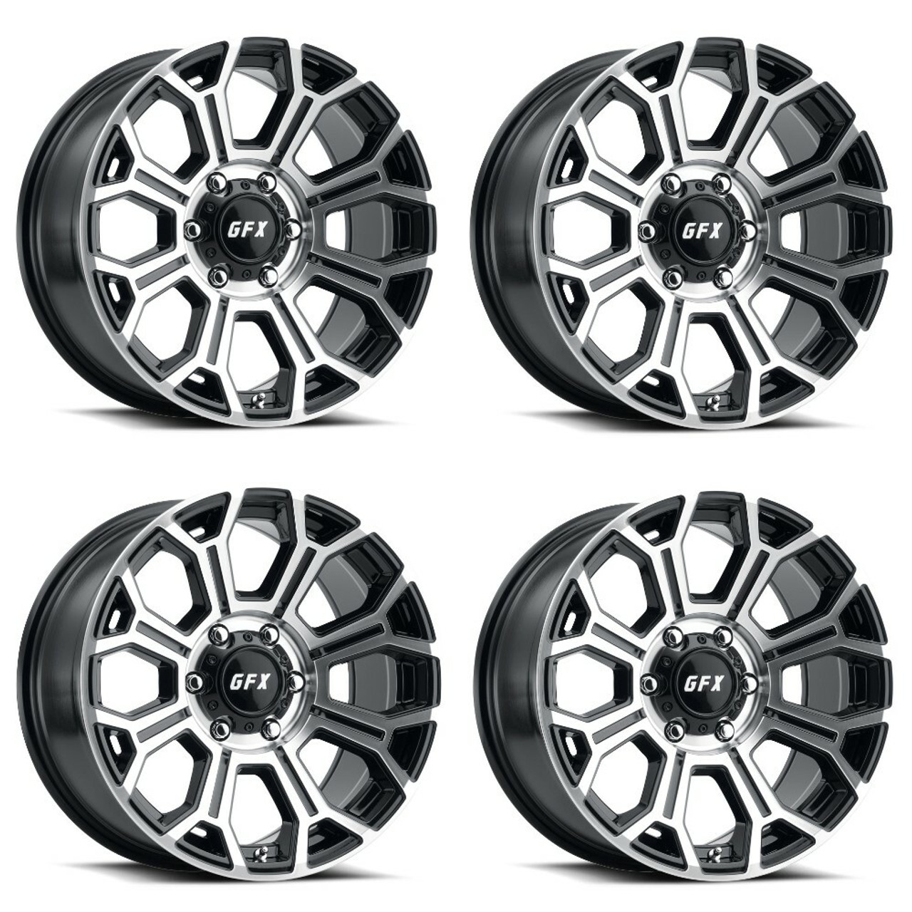 Set 4 17" Voxx G-FX TR-19 Gloss Black Machined Face Wheels 17x8.5 8x6.5 18mm Rim