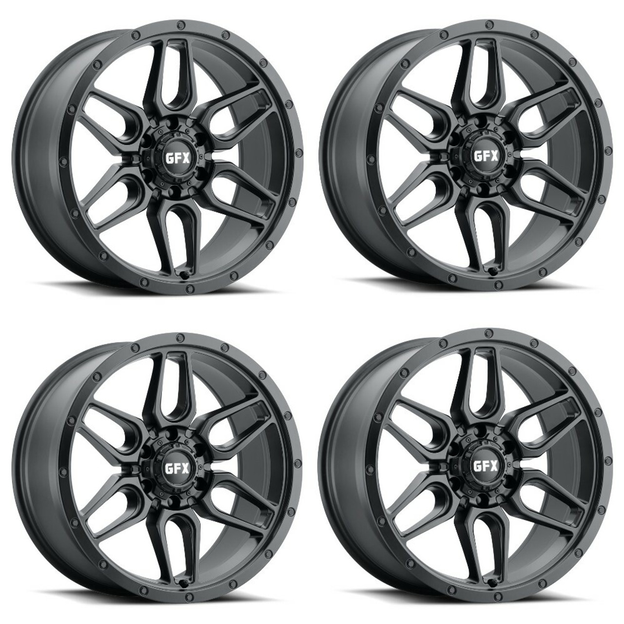 Set 4 17" Voxx G-FX TR-18 Matte Black Wheels 17x8.5 6x5.5 -6mm Rims For Toyota