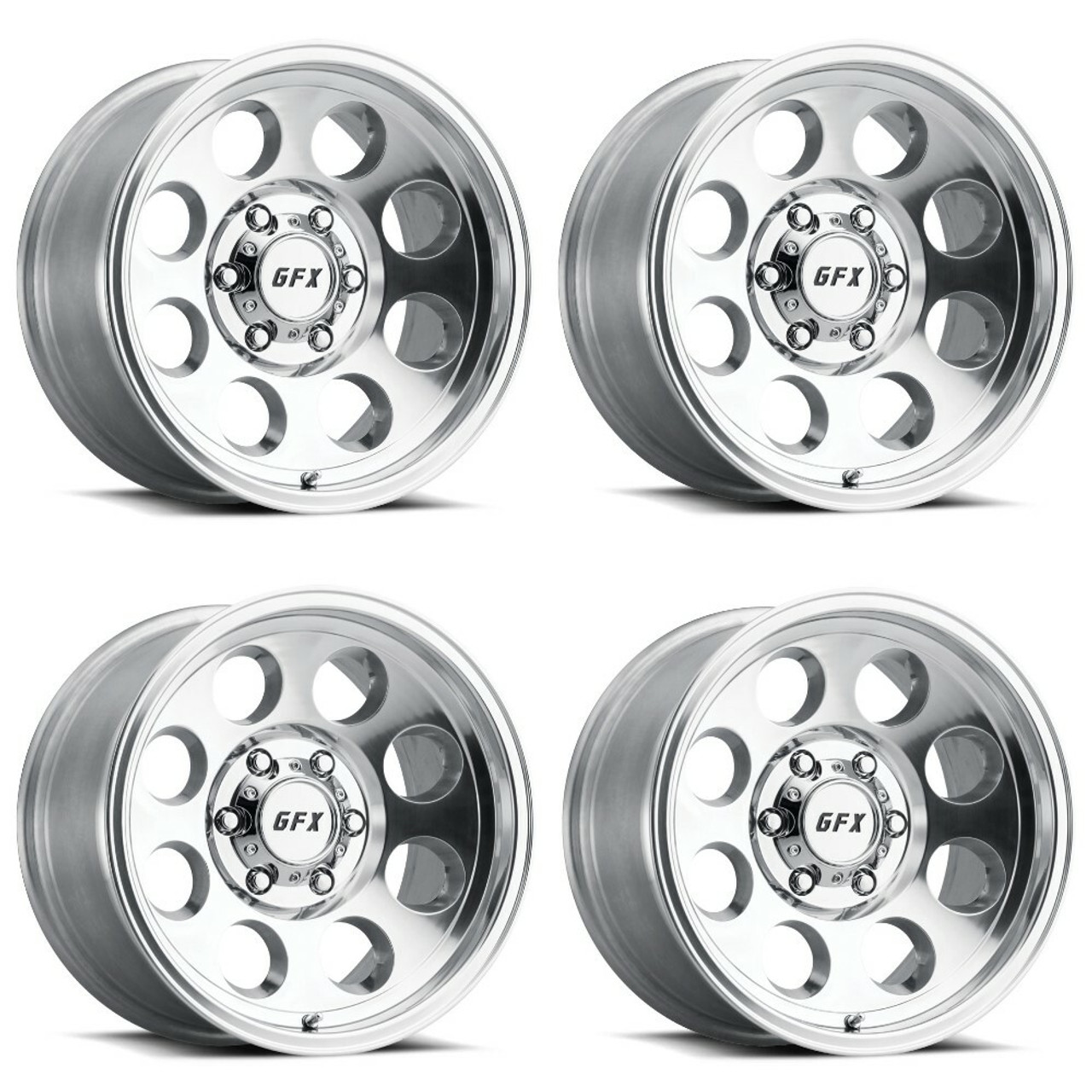 Set 4 16" Voxx G-FX TR-16 Polished Wheels 16x8.5 8x6.5 -6mm Rims For Ford Chevy