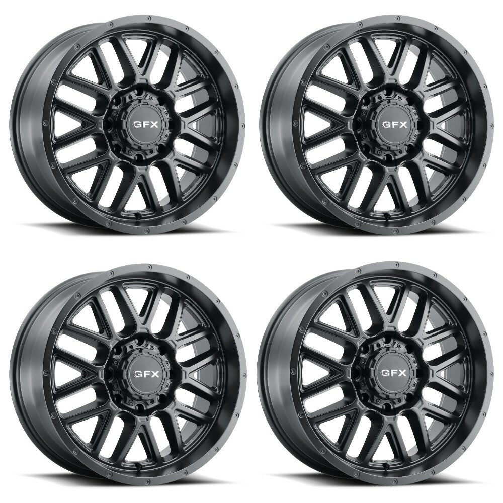 Set 4 20" Voxx G-FX TM-5 Matte Black Wheels 20x9 5x5.5 5x150 18mm Truck Rims