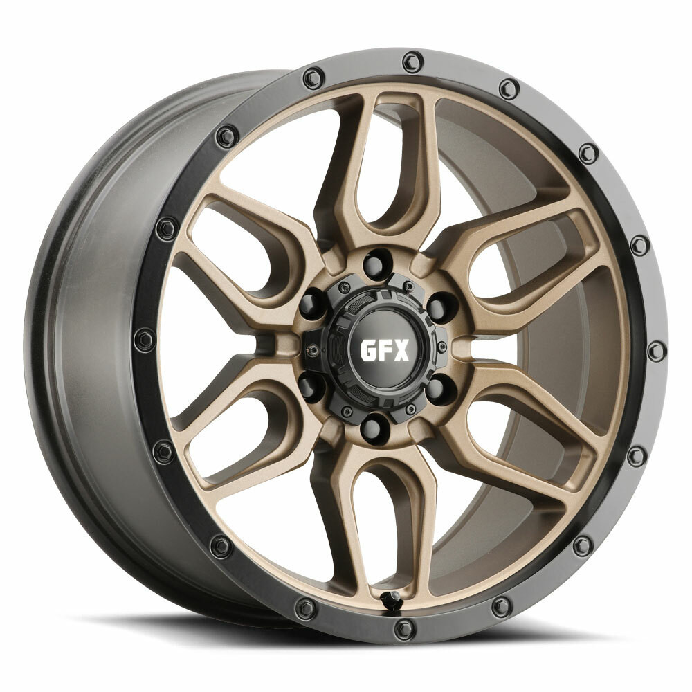 Set 4 17" Voxx G-FX TR-18 Textured Bronze Matte Black Lip  17x8.5 6x5.5 -6mm Rims