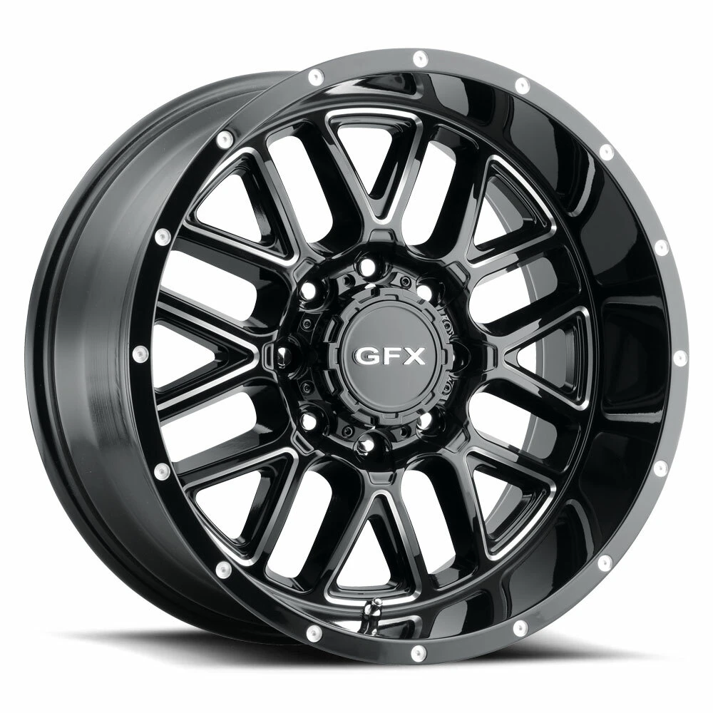 20" Voxx G-FX TM-5 Gloss Black Milled Wheel 20x10 5x5 5x5.5 -19mm Lifted Rim