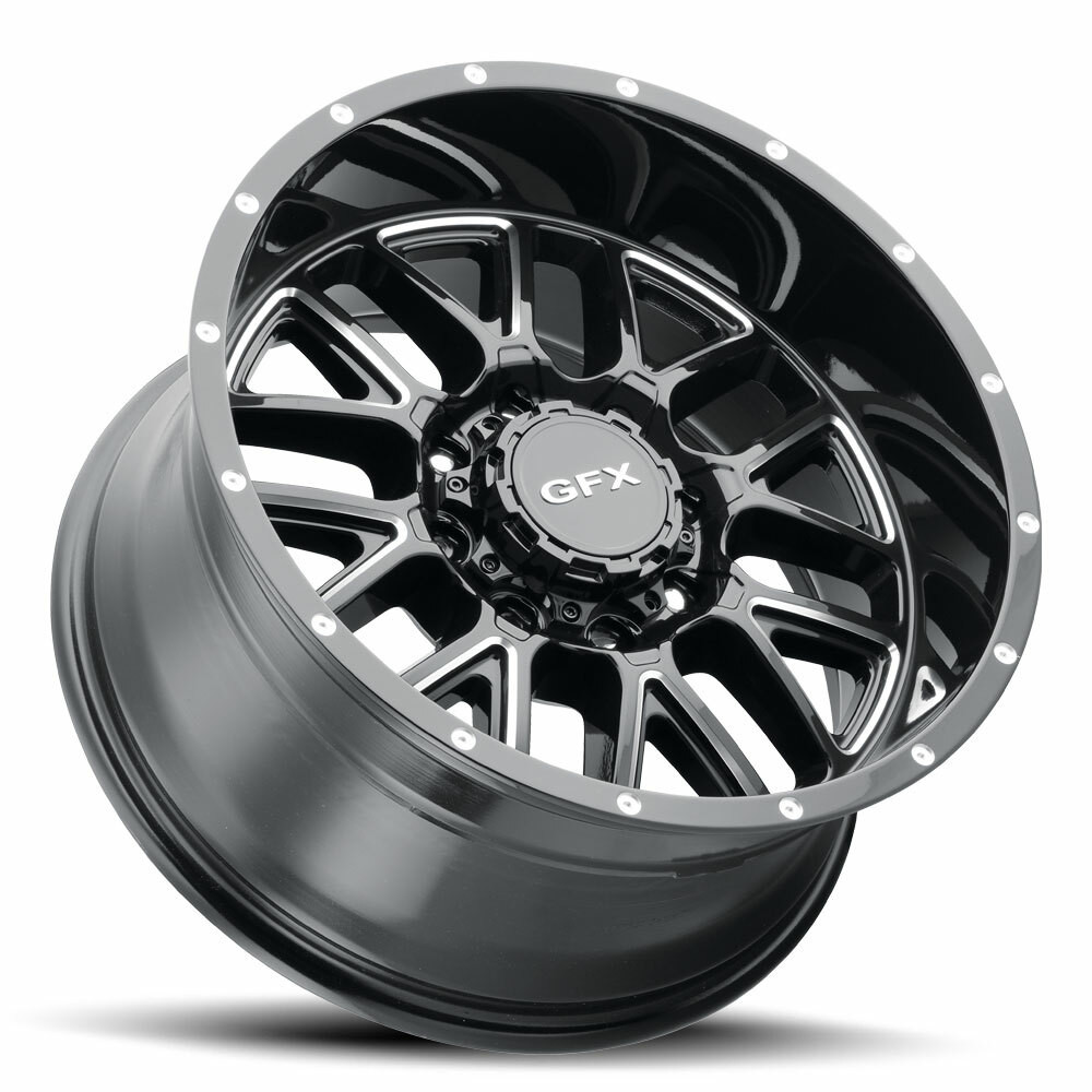 20" Voxx G-FX TM-5 Gloss Black Milled Wheel 20x10 5x5 5x5.5 -19mm Lifted Rim