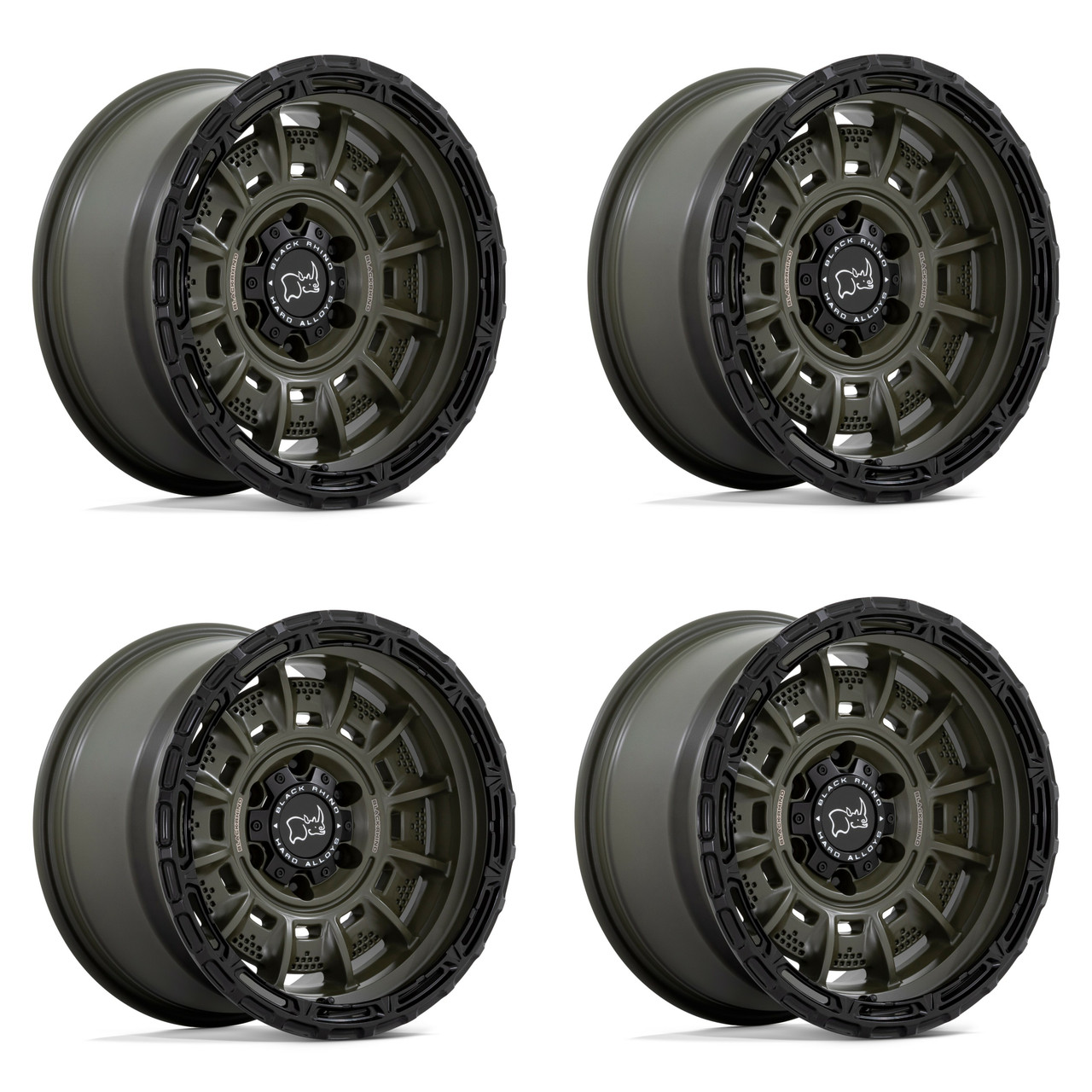 Set 4 Black Rhino Legion 20x10 8x6.5 Olive Drab Green Black Lip Wheels 20" -18mm