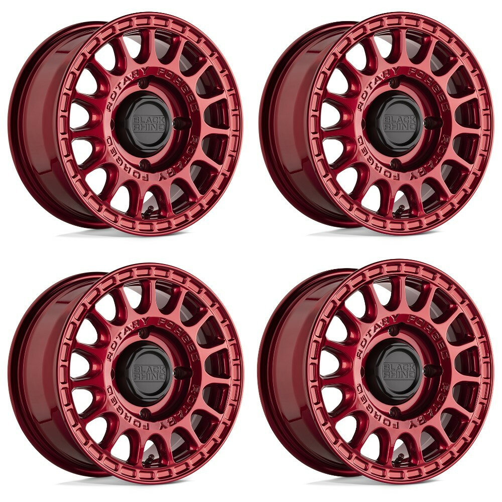 Set 4 Black Rhino Powersports Sandstorm Utv 15x7 4x156 Candy Red Wheels 15" 36mm