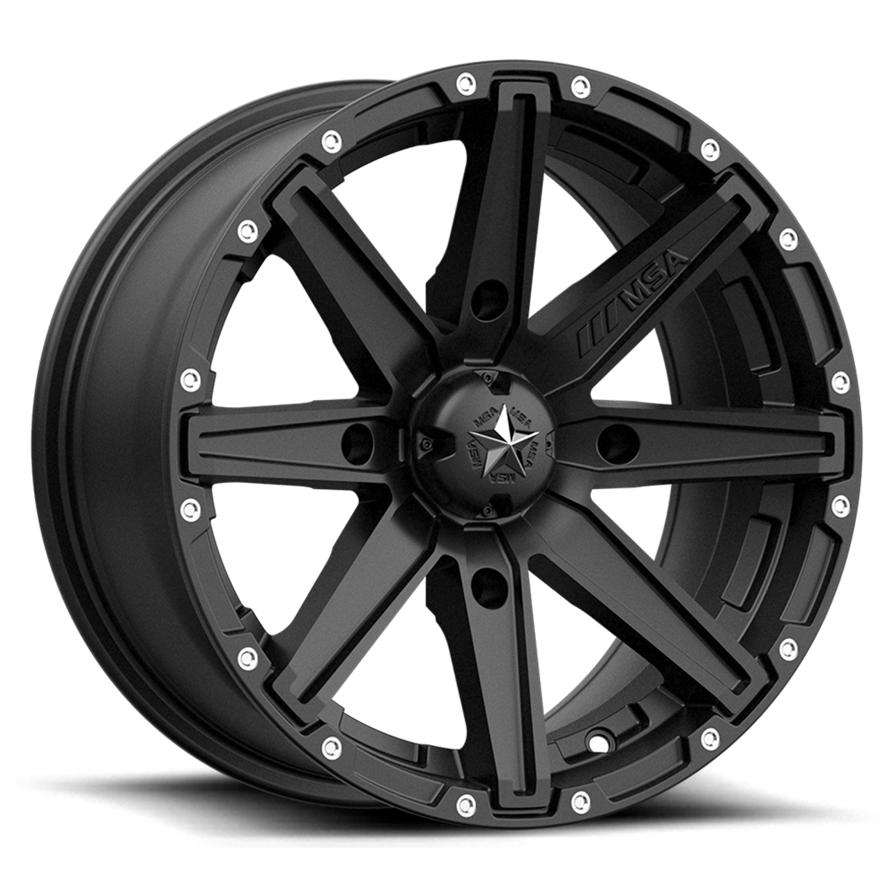 Set 4 MSA Offroad M33 Clutch 14x10 4x137 Satin Black Wheels 14" 0mm Rims