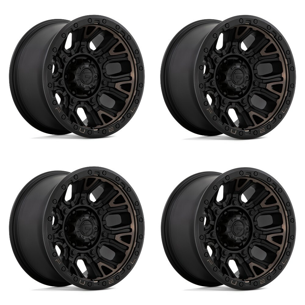 Set 4 Fuel  D824 Traction 17x9 6x4.5 Matte Black Double Dark Tint Wheels 17" 1mm