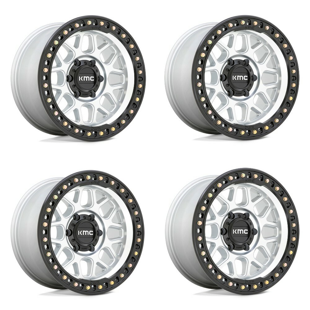 Set 4 KMC KM549 Grs 20x9 8x6.5 Machined With Satin Black Lip Wheels 20" 18mm