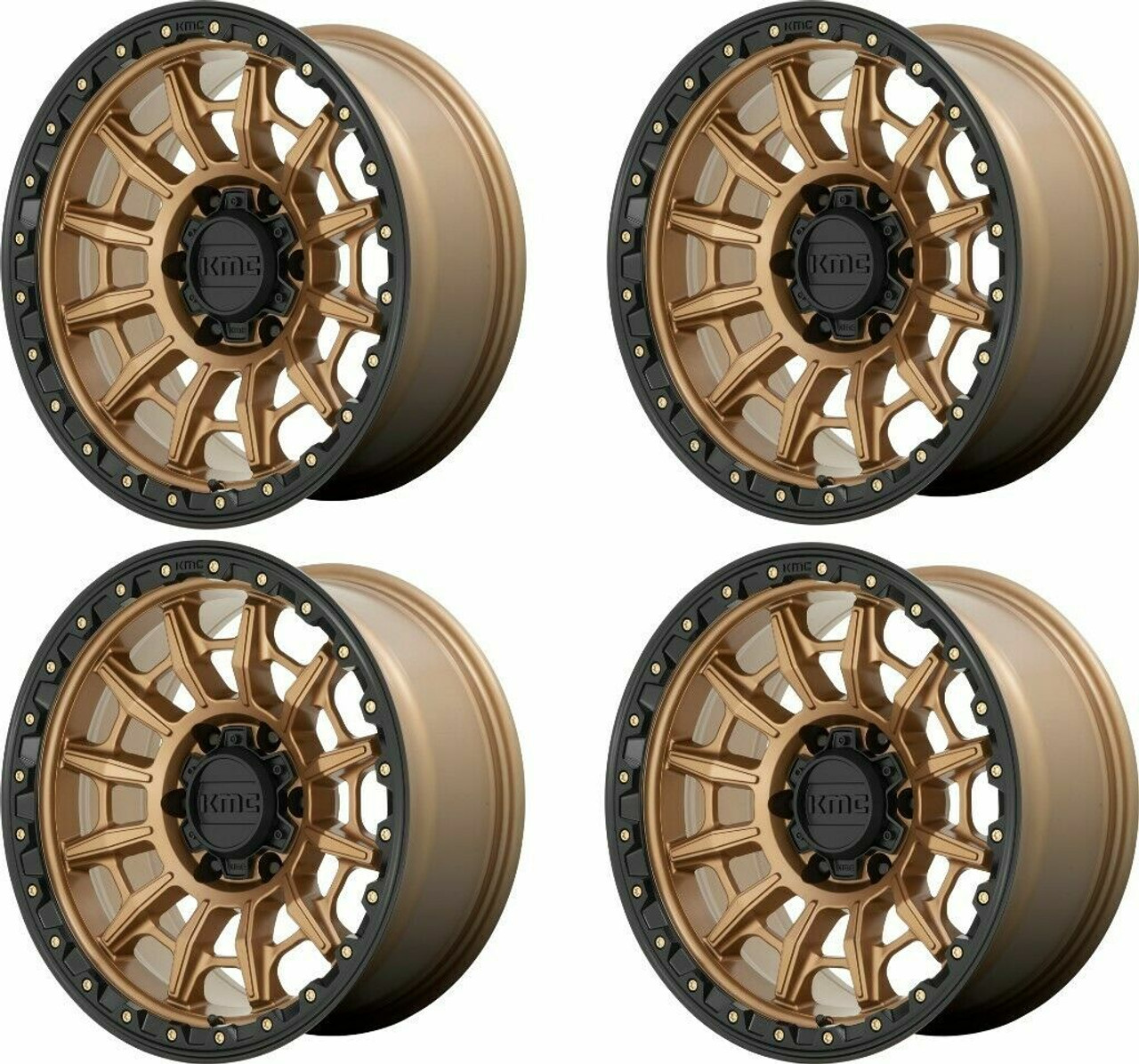 Set 4 KMC KM547 Carnage 17x9 6x5.5 Matte Bronze With Black Lip Wheels 17" 0mm