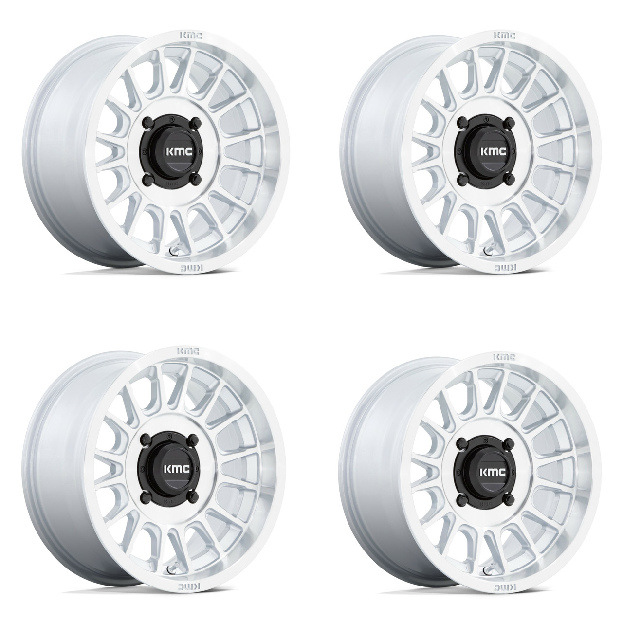 Set 4 KMC Powersports KS138 Impact 15x10 4x137 Silver Machine Face Wheels 15" Set 4 KMC Powersports KS138 Impact 15x10 4x137 Silver Machine Face Wheels 15"