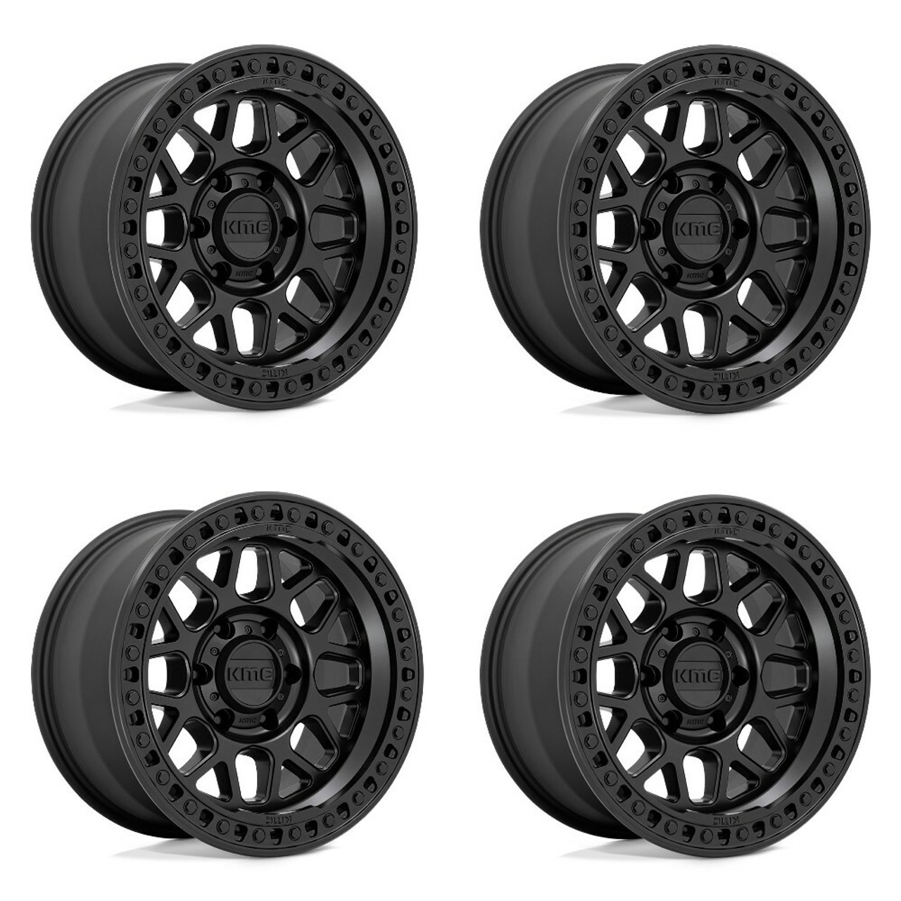 Set 4 KMC KM549 Grs 18x9 5x5 Satin Black Wheels 18" -12mm Rims For Jeep