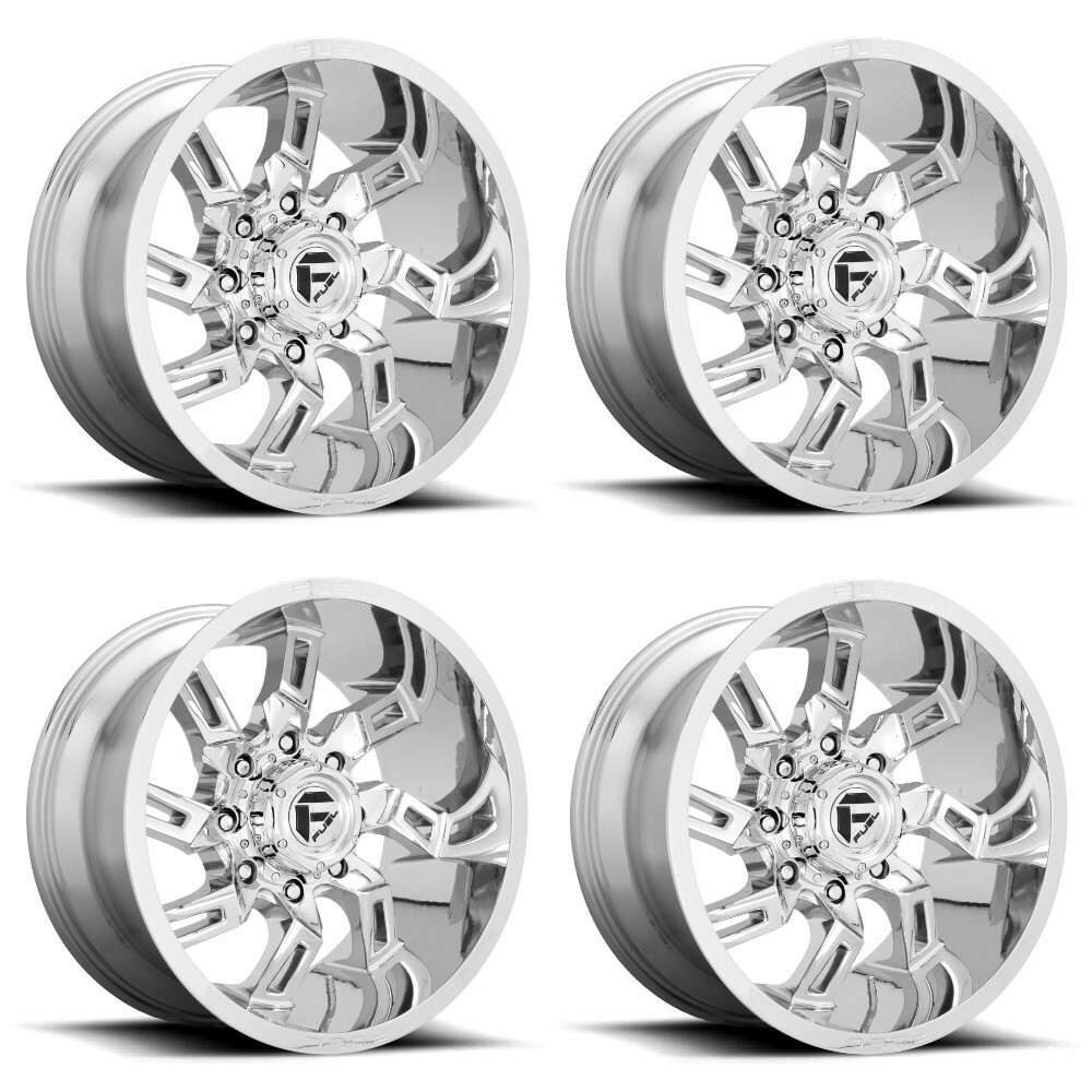 Set 4 Fuel D746 Lockdown 20x10 8x6.5 Chrome Wheels 20" -18mm Rims