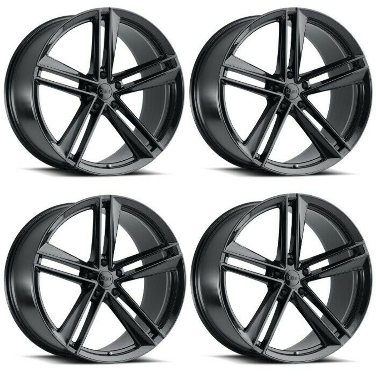 Set 4 OHM Lightning 22x9 5x120 Gloss Black Wheels 22" 25mm Rims