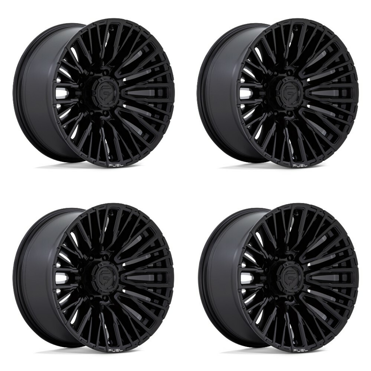 Set 4 Fuel D847 Rebar 20x10 8x6.5 Blackout Wheels 20" -18mm Rims