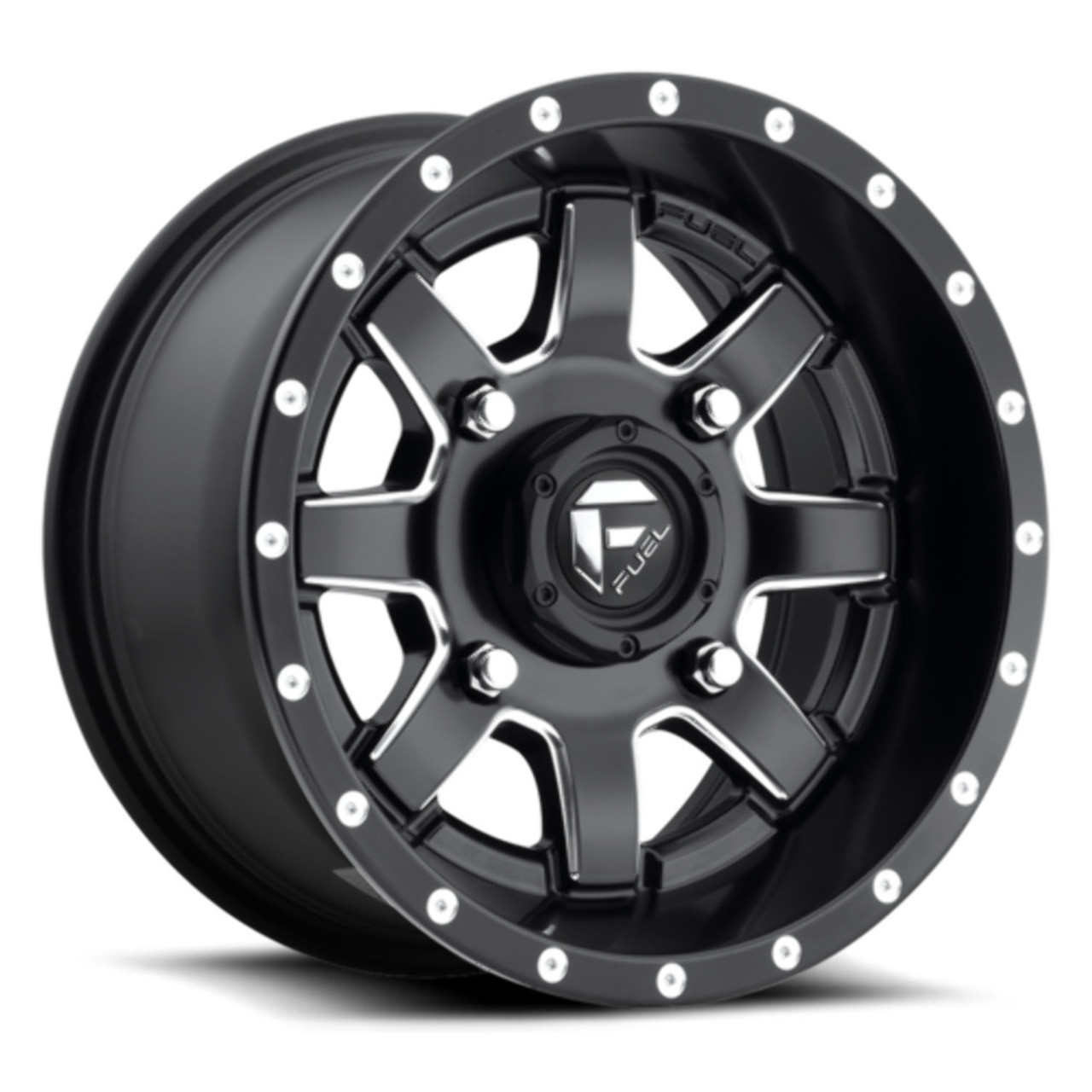 Set 4 Fuel UTV D538 Maverick 14x7 4x110 Matte Black Milled Wheels 14" 13mm Rims