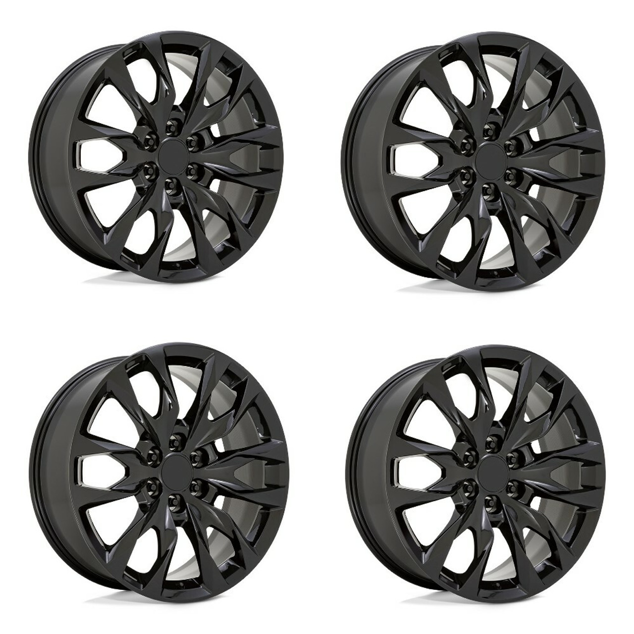 Set 4 Performance Replicas PR210 22x9 6x5.5 Gloss Black Wheels 22" 28mm Rims
