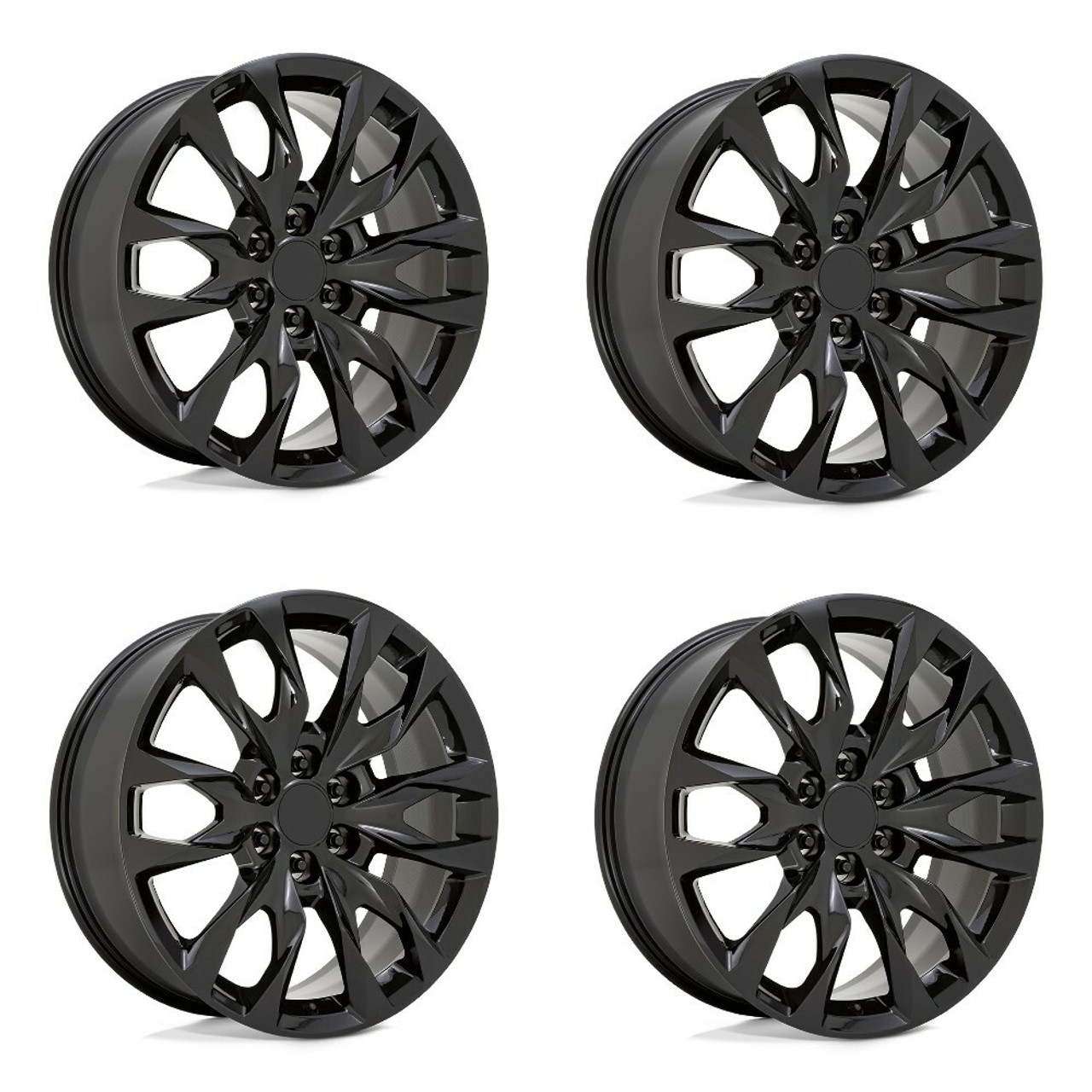 Set 4 Performance Replicas PR210 26x10 6x5.5 Gloss Black Wheels 26" 30mm Rims