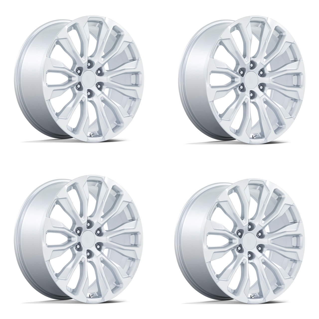 Set 4 Performance Replicas PR211 22x9 6x5.5 Chrome Wheels 22" 28mm Rims