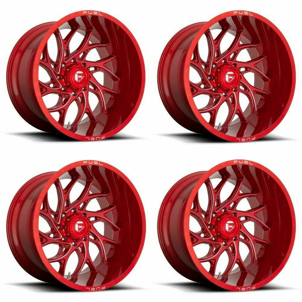 Set 4 Fuel D742 Runner 20x10 8x180 Candy Red Milled Wheels 20" -18mm Rims