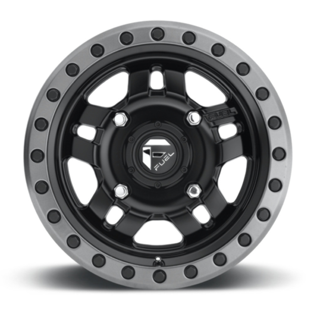Set 4 14" Fuel UTV D557 Anza 14x7 4x110 13mm Matte Black Gunmetal Ring Wheels
