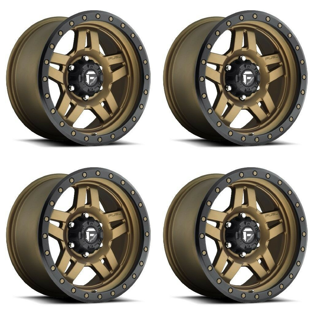 Set 4 14" Fuel UTV D583 Anza 4+3 14x7 4x156 Bronze Black Bead Ring Wheels 13mm