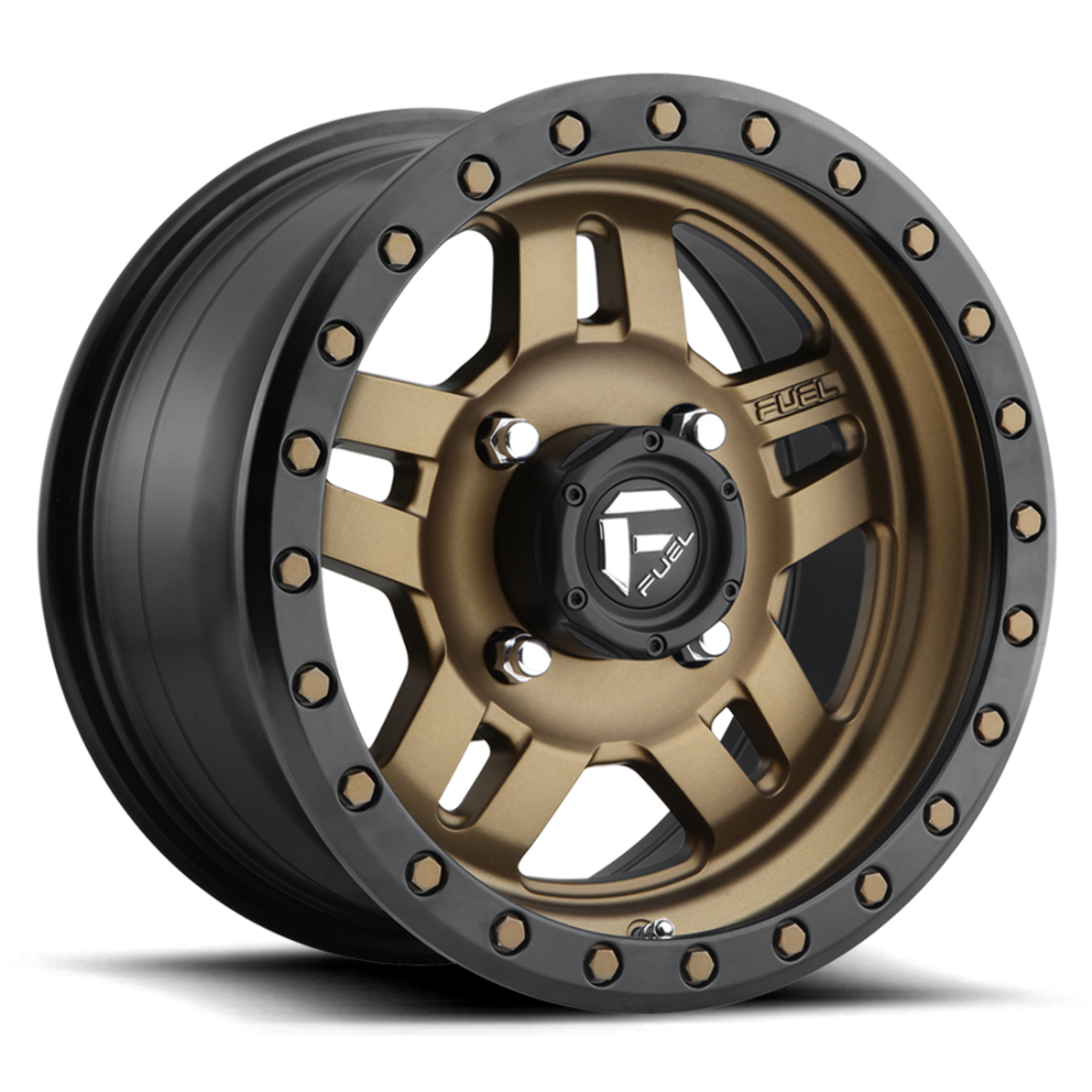 Set 4 14" Fuel UTV D583 Anza 4+3 14x7 4x156 Bronze Black Bead Ring Wheels 13mm