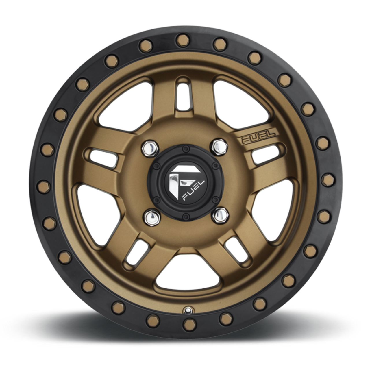 Set 4 Fuel UTV D583 Anza 4+3 14x7 4x156 Bronze Black Bead Ring Wheels 14" 13mm