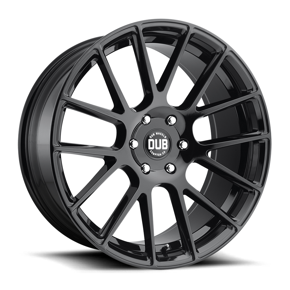 Set 4 22" DUB S205 Luxe 22x9.5 6x5.5 Gloss Black Wheels 20mm For Chevy GMC Rims