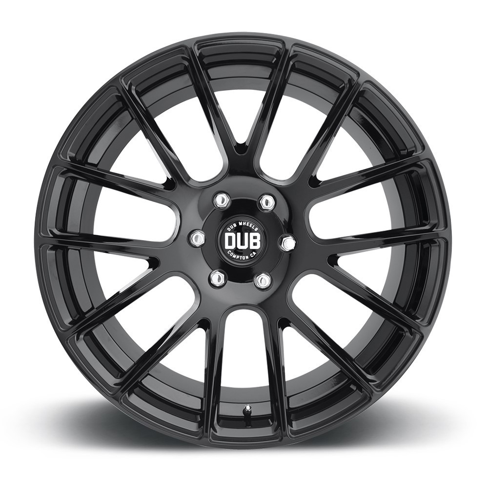 Set 4 22" DUB S205 Luxe 22x9.5 6x5.5 Gloss Black Wheels 20mm For Chevy GMC Rims