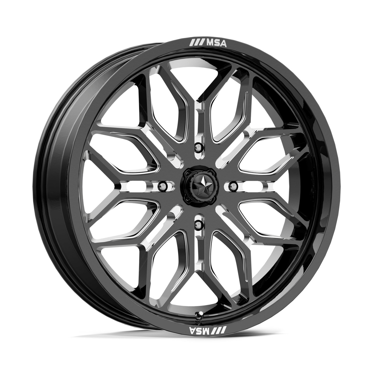 MSA Offroad Wheels M47 Sniper 22x7 4x137 Gloss Black Milled Wheel 22" 10mm Rim