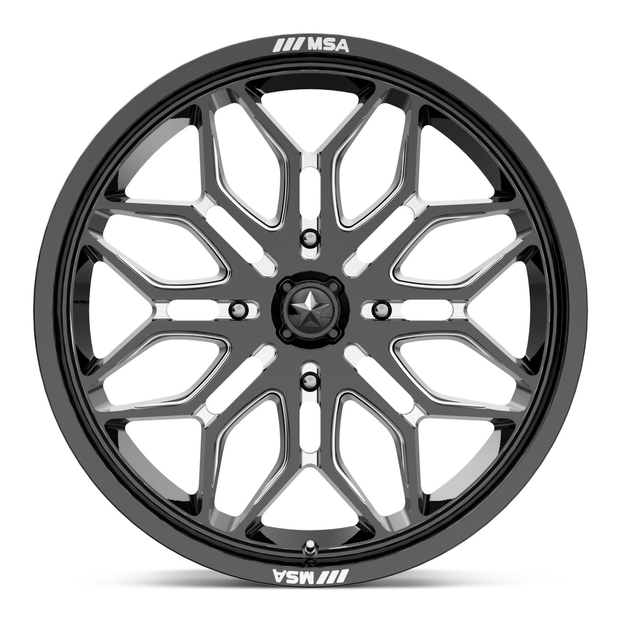 MSA Offroad Wheels M47 Sniper 22x7 4x137 Gloss Black Milled Wheel 22" 10mm Rim